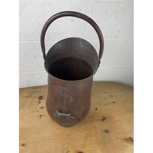 140 - Large Antique Copper Coal Scuttle