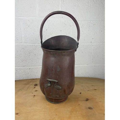 140 - Large Antique Copper Coal Scuttle