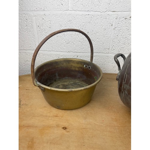 142 - Brass Jam Pan & Copper Coal Scuttle