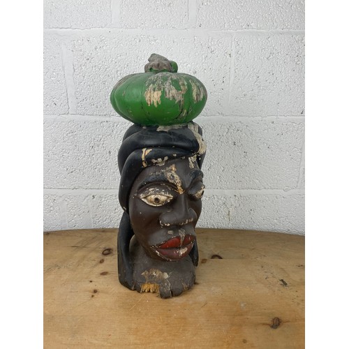 144 - Large Vintage Carved Wooden Head