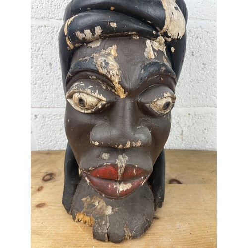 144 - Large Vintage Carved Wooden Head