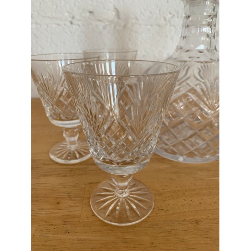 149 - Webb Corbett Decanter and Six Matching Cut Wine Glasses