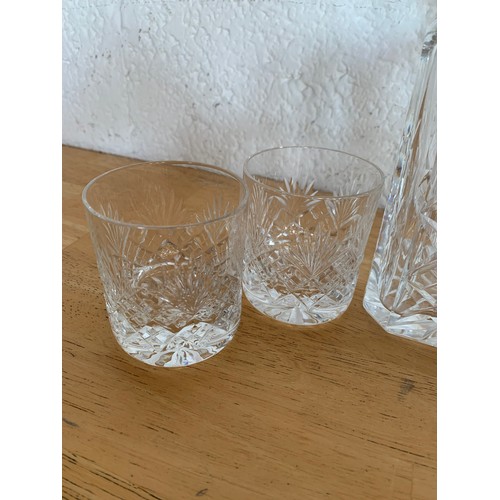 150 - Webb Corbett Decanter and Matching Cut Whisky Tumblers