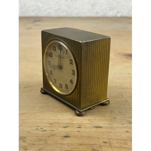 30 - 1920's Zenith Swiss Made Gilt Metal Art Deco Travel Alarm Clock