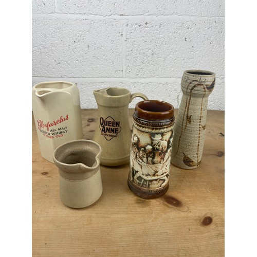 33 - Two Whisky Jugs, Glenfarclas, Queen Anne, Gerzit Stein & other Stoneware