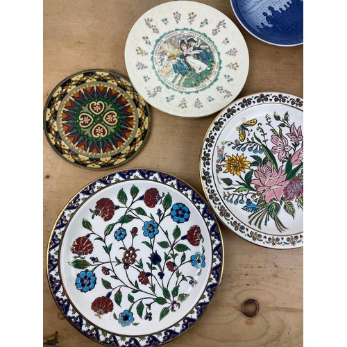 40 - Three Nassos Rodos 24k Golad Hand Made Plates, With Royal Copenhagen, Doulton & Enamel Brass Plate