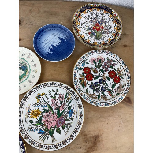 40 - Three Nassos Rodos 24k Golad Hand Made Plates, With Royal Copenhagen, Doulton & Enamel Brass Plate