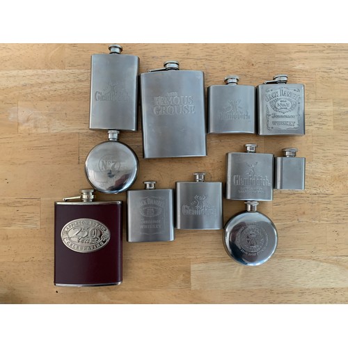 67 - Collection of Whisky and Rum Branded Hip Flasks