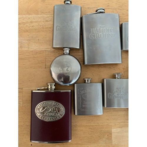 67 - Collection of Whisky and Rum Branded Hip Flasks