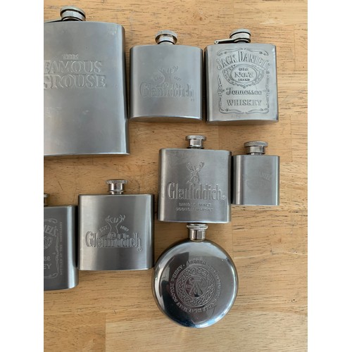 67 - Collection of Whisky and Rum Branded Hip Flasks