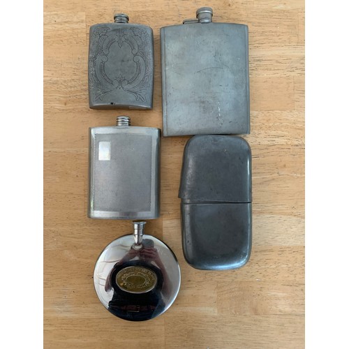 68 - Collection of Vintage Pewter Hip Flasks and The Dalvey Pocket Flask