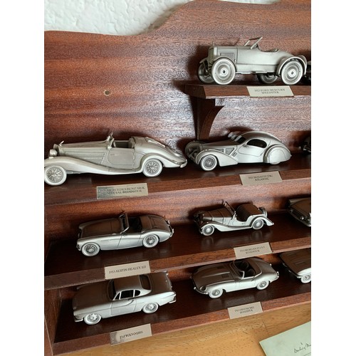 400 - Danbury Mint 1/18th Scale Pewter Classic Sports Car Collection with COA and Presentation Stand - 18 ... 