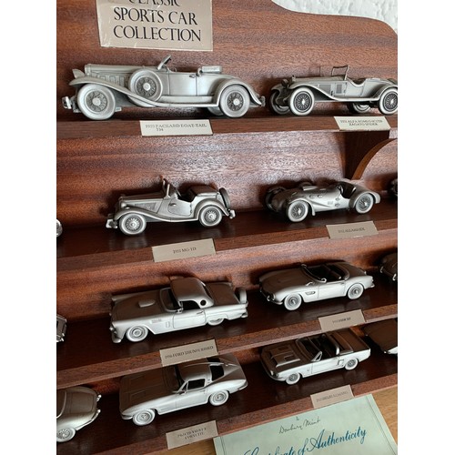 400 - Danbury Mint 1/18th Scale Pewter Classic Sports Car Collection with COA and Presentation Stand - 18 ... 