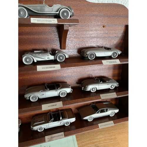 400 - Danbury Mint 1/18th Scale Pewter Classic Sports Car Collection with COA and Presentation Stand - 18 ... 