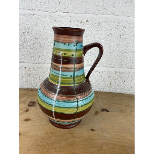 369 - West German Mid Century Drip Glaze Vase Jug 288-30 Partial Sticker & Hairline Crack