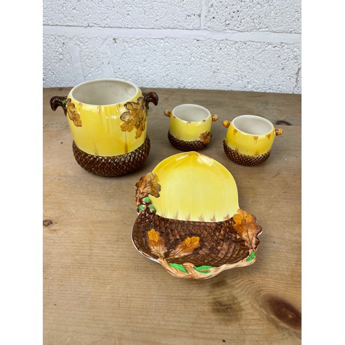 374 - Lot of Vintage Burleigh Ware Yellow Acorn Items