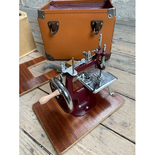 272 - Vintage Miniature Hand Operated Sewing Machine in Case