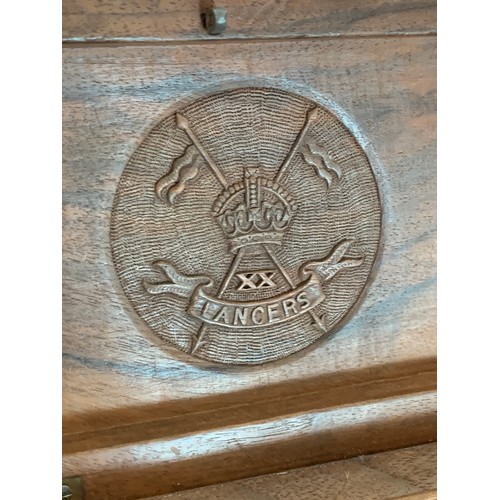 288 - 20th Lancers Wooden Box dating from 1922-1947 with written research note from the National Army Muse... 