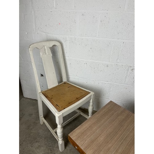 442 - Two Vintage Wooden Chairs & Mid Century Folding Formica Top Table