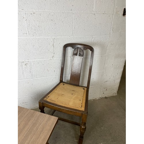 442 - Two Vintage Wooden Chairs & Mid Century Folding Formica Top Table