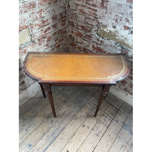 434 - Vintage Georgian Style Leather Top Console Hall Table