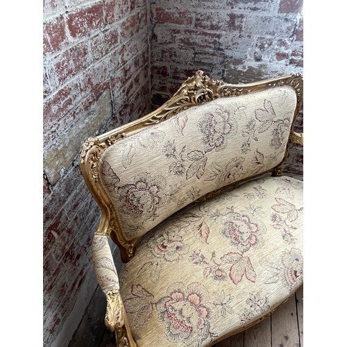 435 - Antique Louis XV Carved Gilt Wood Sofa. Sympathetically ReUpholstered