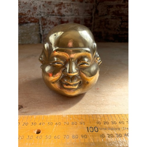 176 - Chinese Four Face Brass Buddha Head