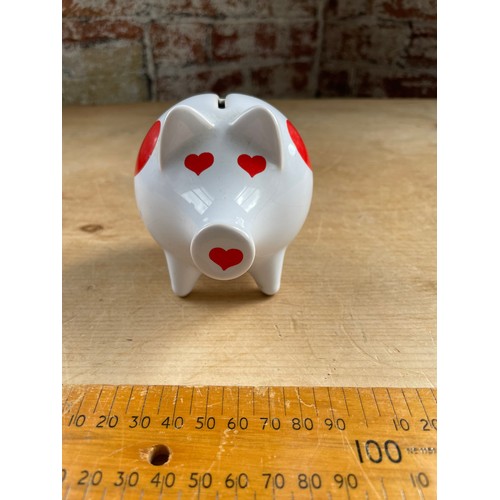 186 - Ceramic Heart Piggy Bank in the style of Waechtersbach