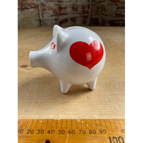 186 - Ceramic Heart Piggy Bank in the style of Waechtersbach