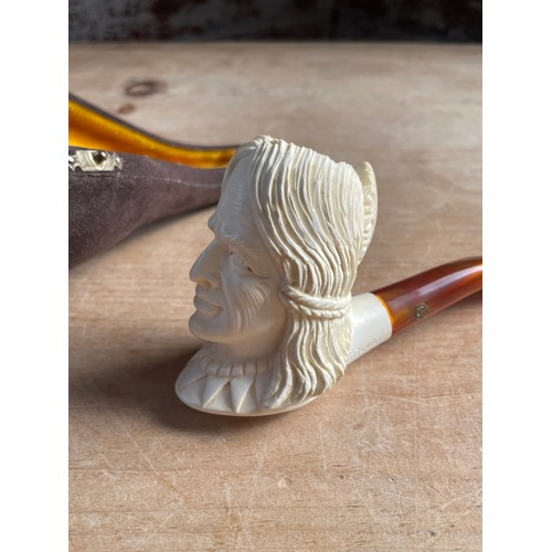 32 - Vintage CAO Berkler Finely Carved Meerschuam Pipe with Case