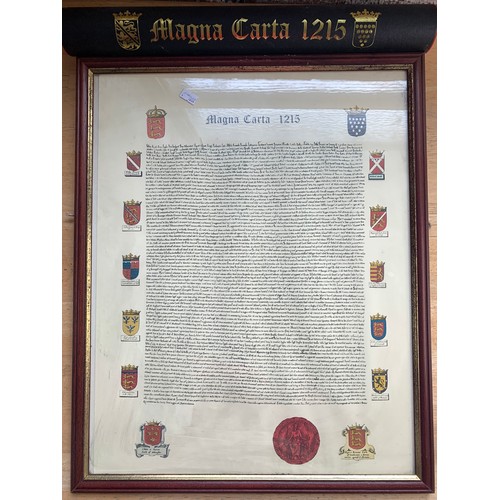 194 - Copy of the Magna Carta Mounted with original packing tube and War of the Roses memorobilia