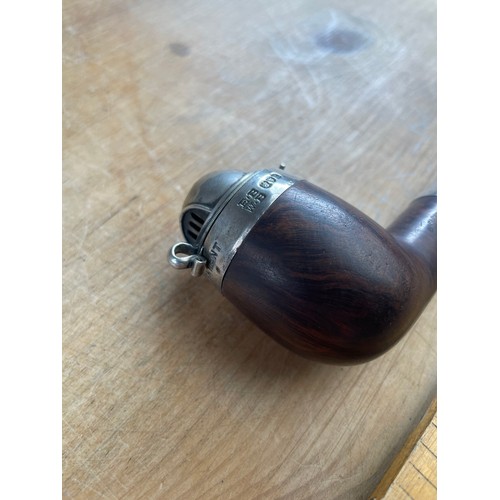 36 - Antique Barlings Briar Pipe With Sterling Silver Cap & Detail London 1912