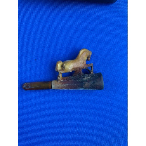 54 - Antique Cased Meerschaum Cheroot Holder Pipe Depicting a Horse