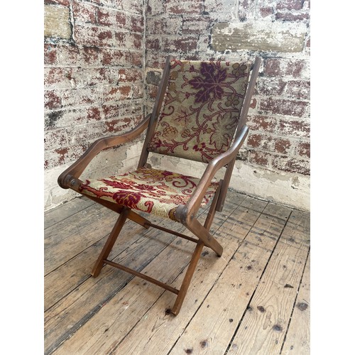 447 - Antique C19th beech Campaign Chair