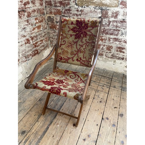 447 - Antique C19th beech Campaign Chair