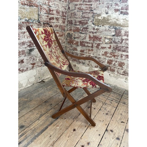 447 - Antique C19th beech Campaign Chair