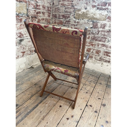 447 - Antique C19th beech Campaign Chair