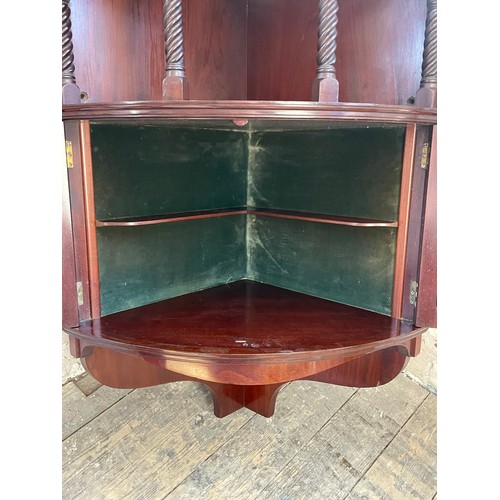 452 - Late Victorian Early Edwardian Mahogany Corner Wall Cabinet Bow FrontedFrom Jones & Higgins Peckham