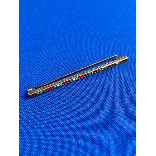 16 - 935 Argentium Silver Bar Brooch with Coloured Stones