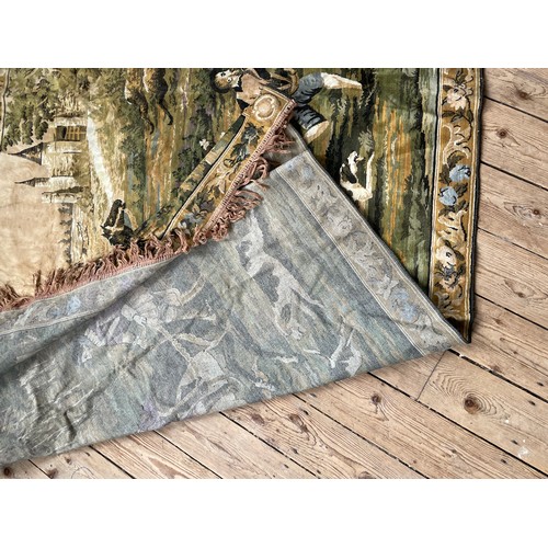 443 - Vintage Hunt Scene Floor or Wall Rug / Throw 190cm / 127cm