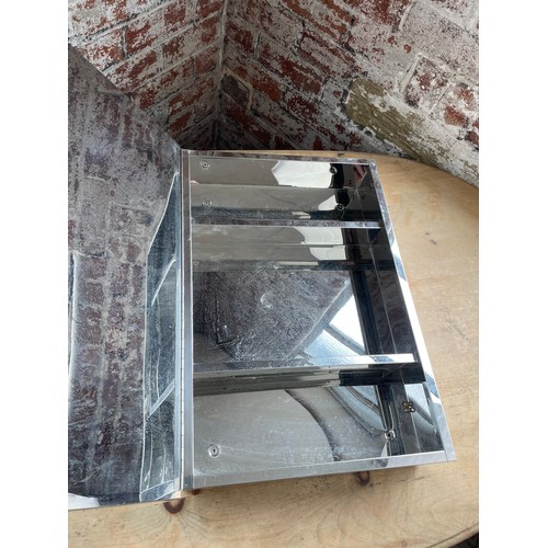 428 - Metal Mirrored Bathroom Cabinet