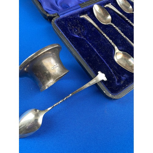 4 - Boxed Set of Sterling Silver Teaspoons By Js&S Birmingham 1908 & Scrap Silver Top Sheffield 1923 85g... 