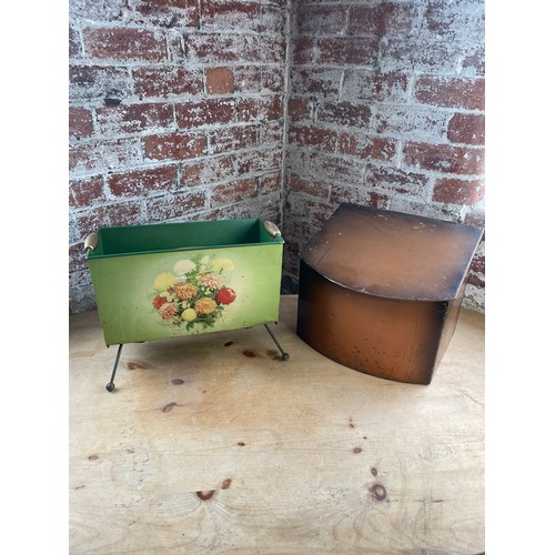 261 - Vintage Metal Magazine Rack & Log / Coal Box