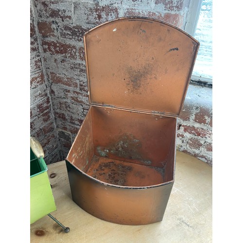 261 - Vintage Metal Magazine Rack & Log / Coal Box