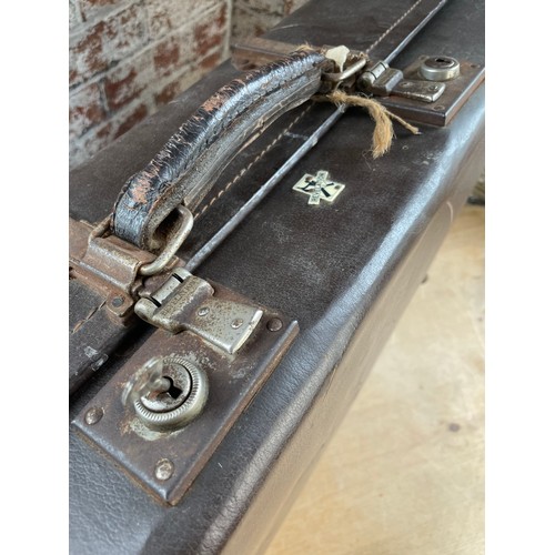 262 - Large Vintage Leather Suitcase By Revelation