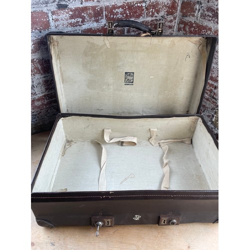 262 - Large Vintage Leather Suitcase By Revelation