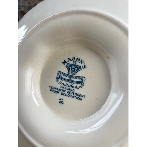 272 - Masons Ironstone Blue Fruit Basket Sauce Boat