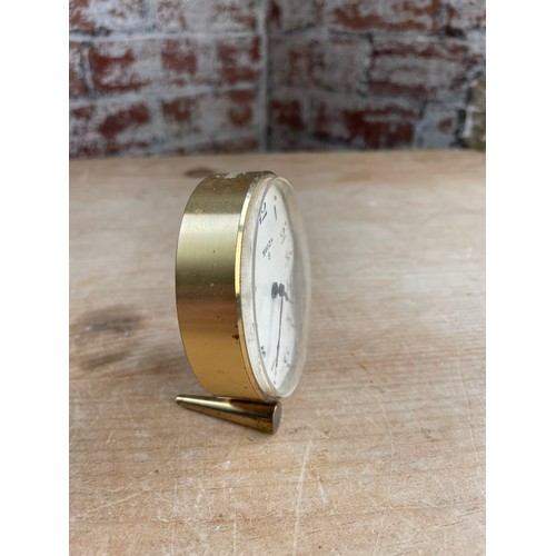 275 - Mid Century Swiza 8 Swiss Made Brass Alarm Clock