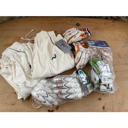 403 - Gunn & Moore Hero, Kookaburra Kahuna Carnage Cricket Gloves New, 2 Pairs of Cricket Trousers & Glove... 