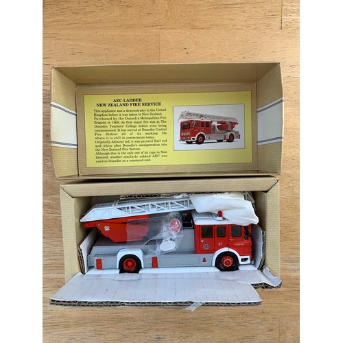 89 - Corgi AEC Ladder New Zealand Fire Service Truck with unpainted figures